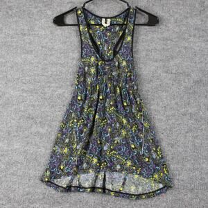 Vintage Free People Tank Top Medium Multi Floral Racerback Boho Babydoll Y2K